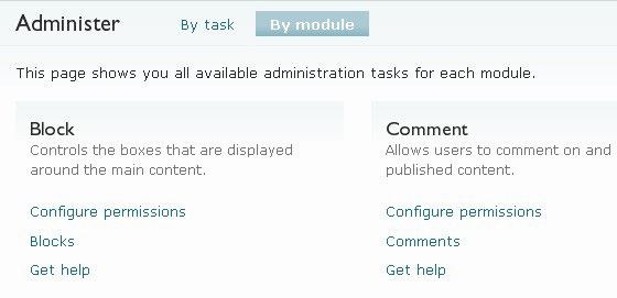 Using the 'By module' view in the Admin panel